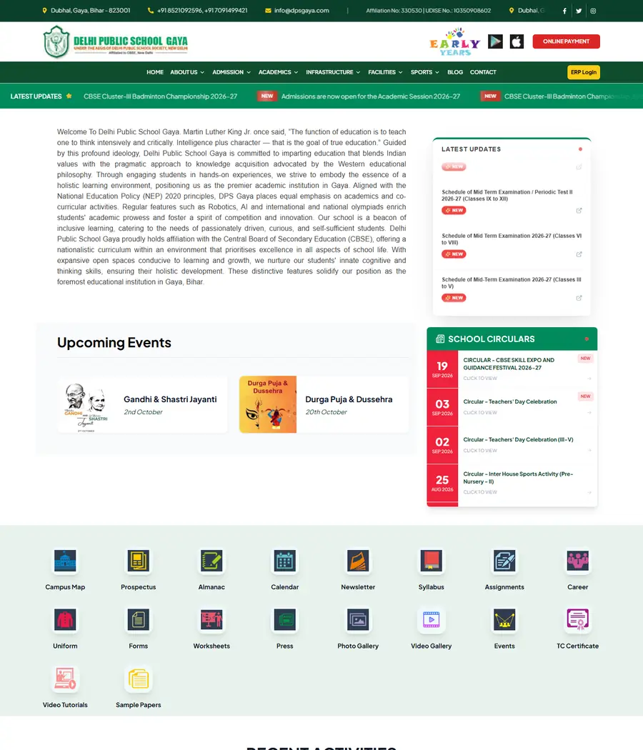 Delhi Public School, Gaya website homepage
